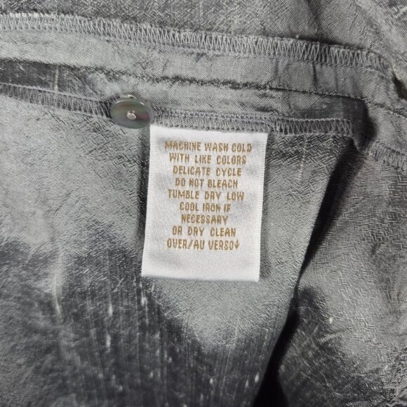 Dana Buchman Top Womens M Gray 100% Silk Blouse Button Up Shirt Business Career - Picture 6 of 7